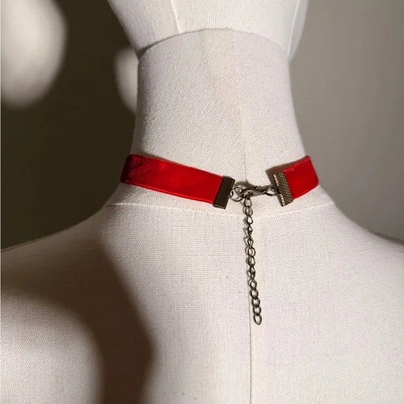 Red Velvet and Gold Choker Antique Inspired Choker Necklace